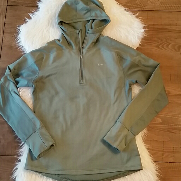 Nike Tops - Nike Fit Dry Hooded Green Sweatshirt Large